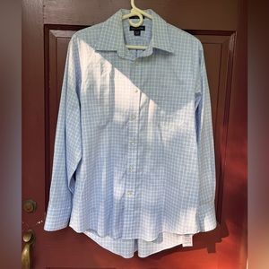 Blue Checkered Lands' End No Iron Dress Shirt (men's)